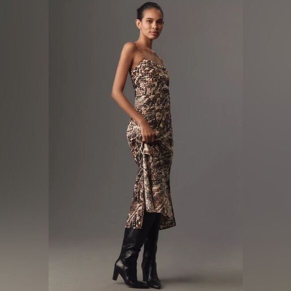 Anthropologie Square-Neck Slip Dress Python Snake Print XS - Picture 9 of 9
